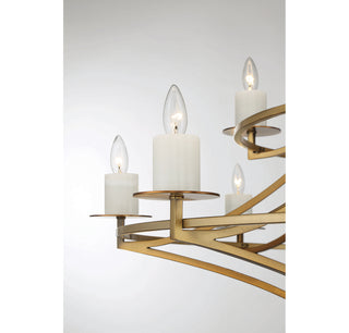 Director 12 Light Chandelier in Warm Brass
