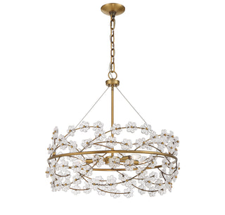 Camille Five Light Chandelier in Warm Brass