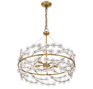 Camille Five Light Chandelier in Warm Brass