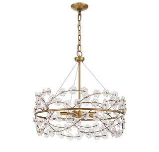 Camille Five Light Chandelier in Warm Brass