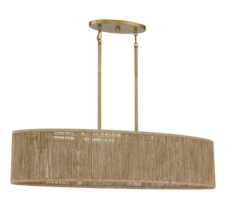 Ashe Five Light Chandelier in Warm Brass and Rope