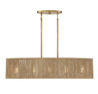 Ashe Five Light Chandelier in Warm Brass and Rope
