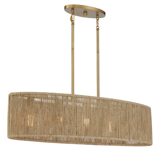 Ashe Five Light Chandelier in Warm Brass and Rope