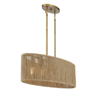 Ashe Five Light Chandelier in Warm Brass and Rope