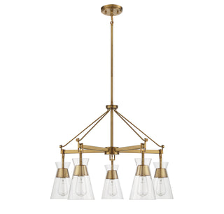 Lakewood Five Light Chandelier in Warm Brass