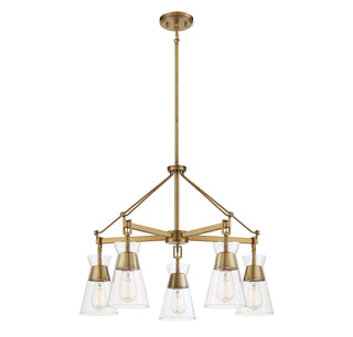 Lakewood Five Light Chandelier in Warm Brass