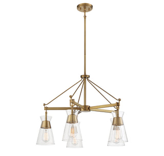 Lakewood Five Light Chandelier in Warm Brass
