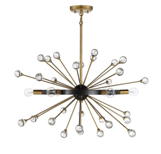 Ariel Six Light Chandelier in Como Black with Gold