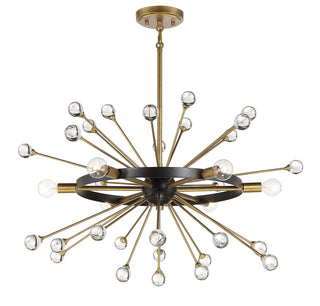 Ariel Six Light Chandelier in Como Black with Gold