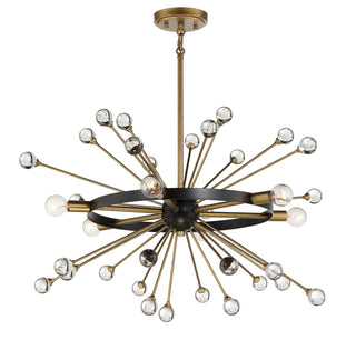 Ariel Six Light Chandelier in Como Black with Gold