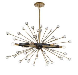 Ariel Six Light Chandelier in Como Black with Gold