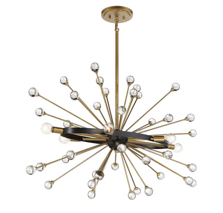 Ariel Six Light Chandelier in Como Black with Gold
