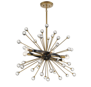 Ariel Six Light Chandelier in Como Black with Gold