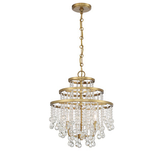 Luna Three Light Mini Chandelier in Warm Brass