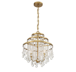 Luna Three Light Mini Chandelier in Warm Brass