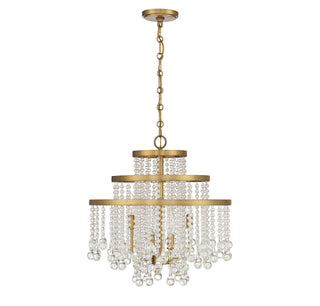 Luna Four Light Chandelier in Warm Brass