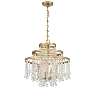 Luna Four Light Chandelier in Warm Brass