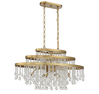 Luna Ten Light Chandelier in Warm Brass