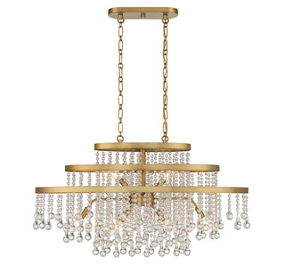 Luna Ten Light Chandelier in Warm Brass