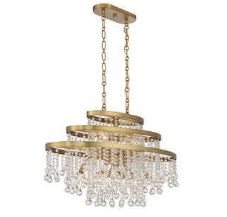 Luna Ten Light Chandelier in Warm Brass