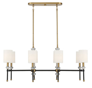 Tivoli Eight Light Linear Chandelier in Matte Black with Warm Brass Accents
