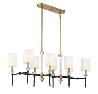 Tivoli Eight Light Linear Chandelier in Matte Black with Warm Brass Accents