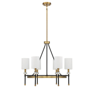 Tivoli Six Light Chandelier in Matte Black with Warm Brass Accents
