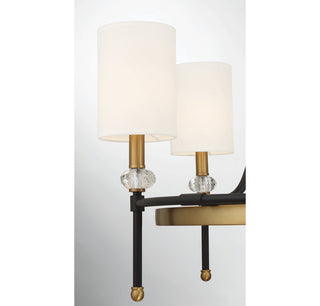 Tivoli Six Light Chandelier in Matte Black with Warm Brass Accents