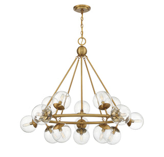 Orion 15 Light Chandelier in Warm Brass