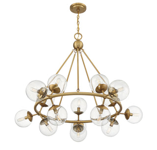 Orion 15 Light Chandelier in Warm Brass