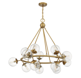 Orion 15 Light Chandelier in Warm Brass