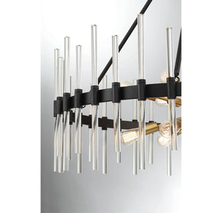 Santiago 12 Light Chandelier in Matte Black with Warm Brass Accents