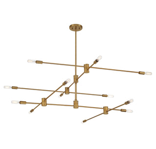 Lyrique 12 Light Chandelier in Warm Brass