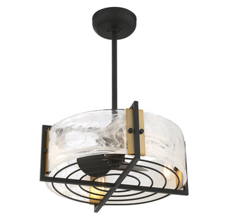 Hayward LED Fan D'Lier in Matte Black with Warm Brass Accents