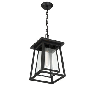 Denver One Light Outdoor Hanging Lantern in Matte Black