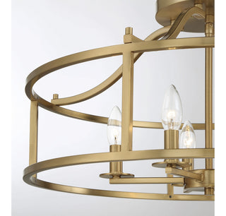 Stockton Five Light Semi Flush Mount in Warm Brass
