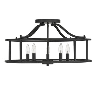 Stockton Five Light Semi Flush Mount in Matte Black
