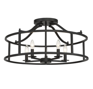 Stockton Five Light Semi Flush Mount in Matte Black