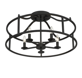 Stockton Five Light Semi Flush Mount in Matte Black