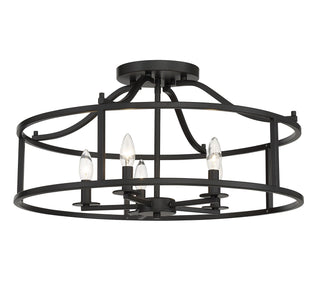 Stockton Five Light Semi Flush Mount in Matte Black