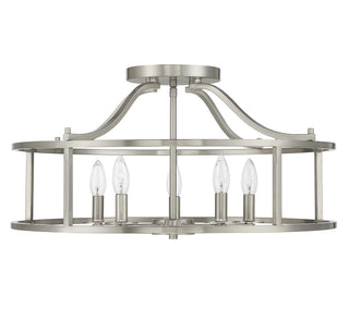 Stockton Five Light Semi Flush Mount in Satin Nickel