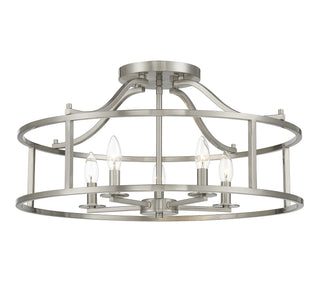 Stockton Five Light Semi Flush Mount in Satin Nickel