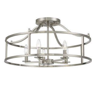 Stockton Five Light Semi Flush Mount in Satin Nickel