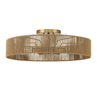 Ashe Five Light Semi Flush Mount in Warm Brass and Rope