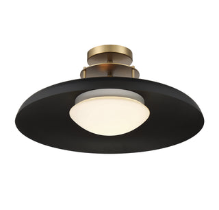 Gavin One Light Semi-Flush Mount in Matte Black with Warm Brass Accents