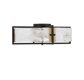 Hayward Four Light Semi-Flush Mount in Matte Black with Warm Brass Accents