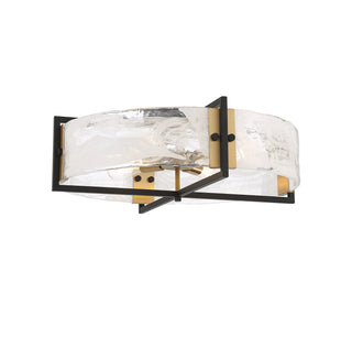 Hayward Four Light Semi-Flush Mount in Matte Black with Warm Brass Accents