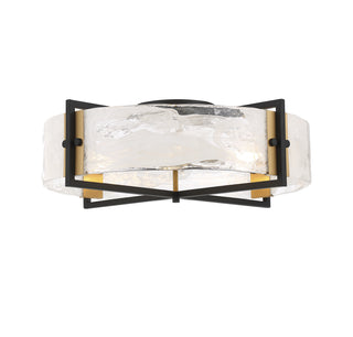 Hayward Four Light Semi-Flush Mount in Matte Black with Warm Brass Accents