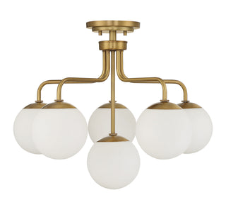 Marco Six Light Semi-Flush Mount in Warm Brass