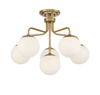 Marco Six Light Semi-Flush Mount in Warm Brass